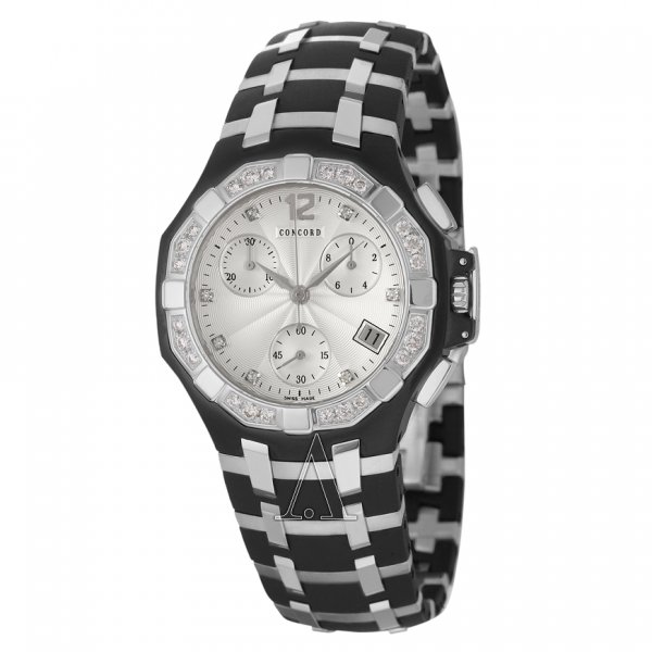 Concord Men's 'Saratoga' Black Stainless Steel Swiss Quartz Watch